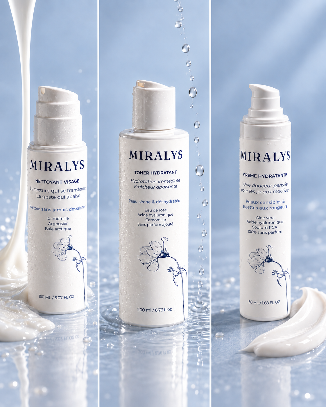 Les trois produits du Trio Miralys ensemble